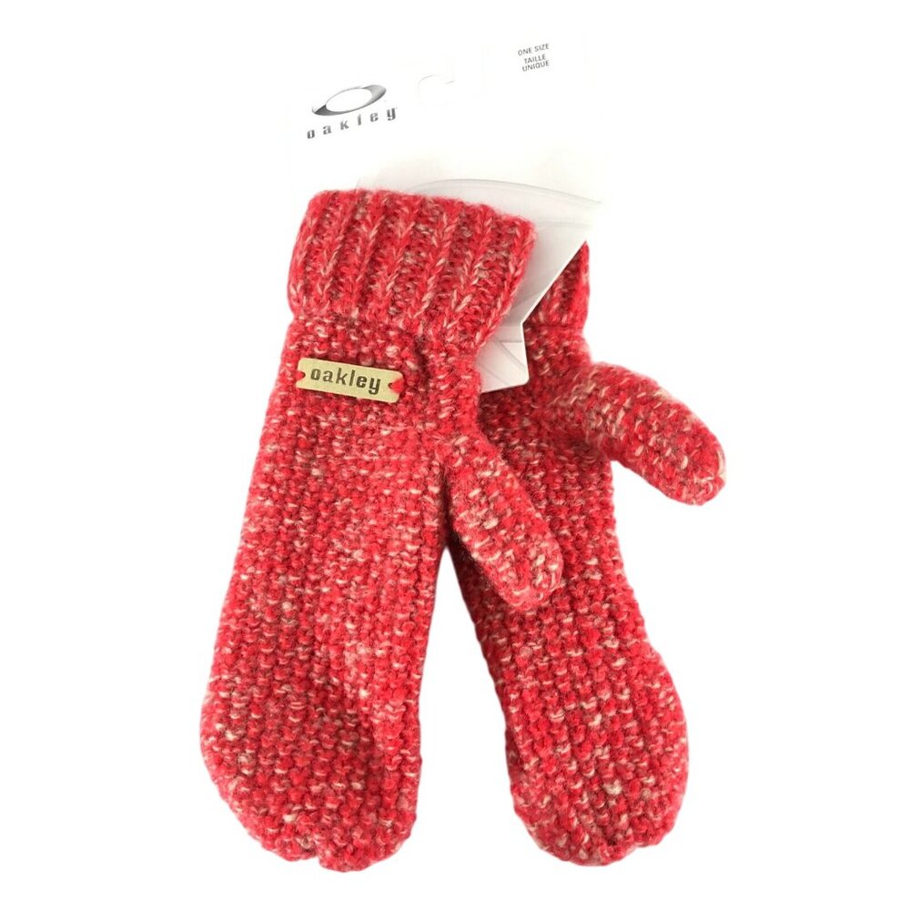 Oakley Womens Lima Mittens Knit Fleece Lined Red One Size OS